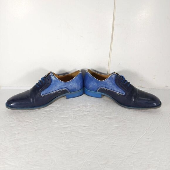 John Fluevog Women's City Angels Istanbul US7,5 Blue Leather Fluttered Oxfords - Picture 5 of 14